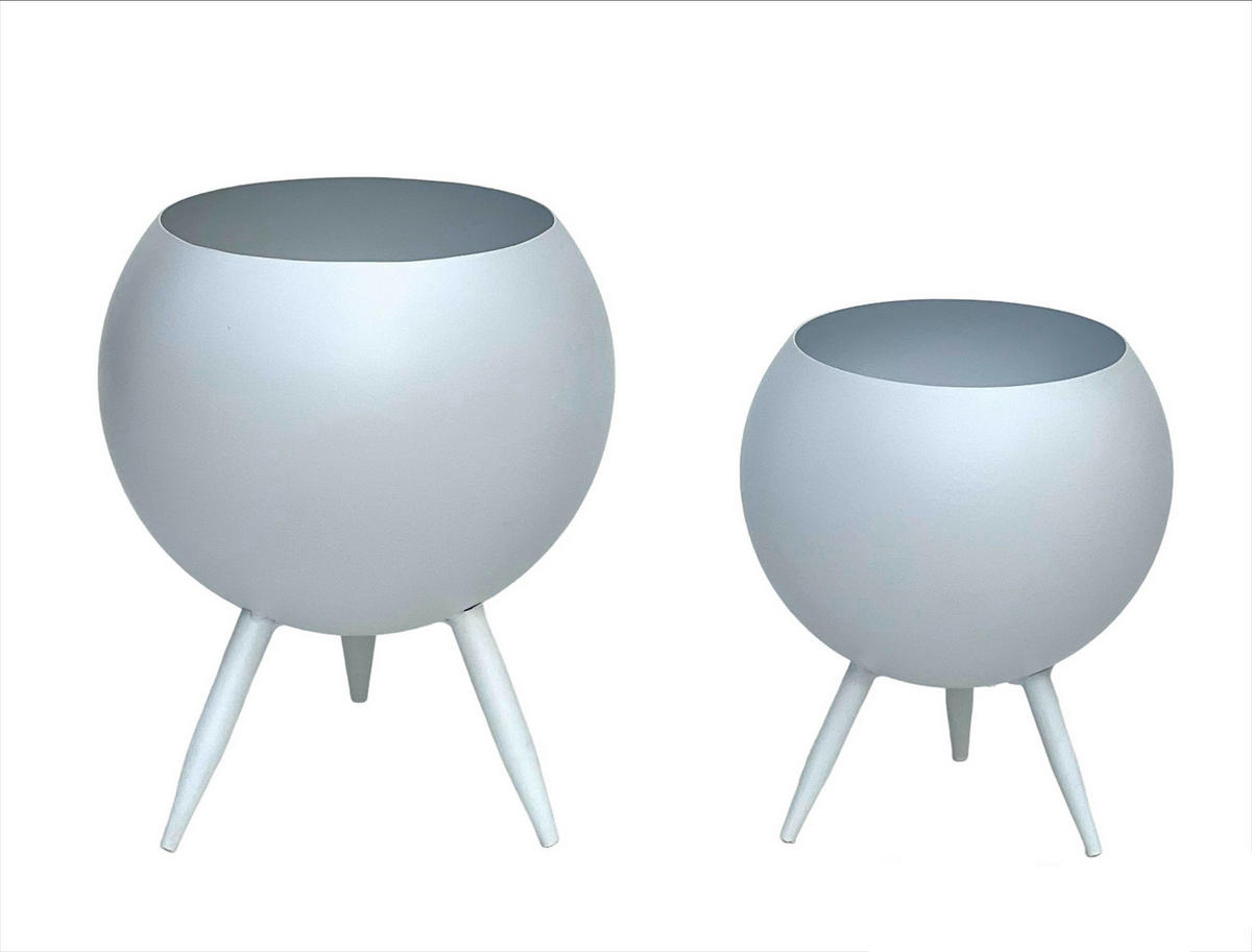BLUMENHOCKER 2er Set Metall mit Topf Weiß 96259 - Weiß, Metall (16/23/16cm) - DanDiBo