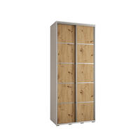 SCHWEBETÜRENSCHRANK 235,2/120/60 2-türig - Silberfarben/Eiche Artisan, Holz/Metall (120/235/60cm) - Abiks Möbel