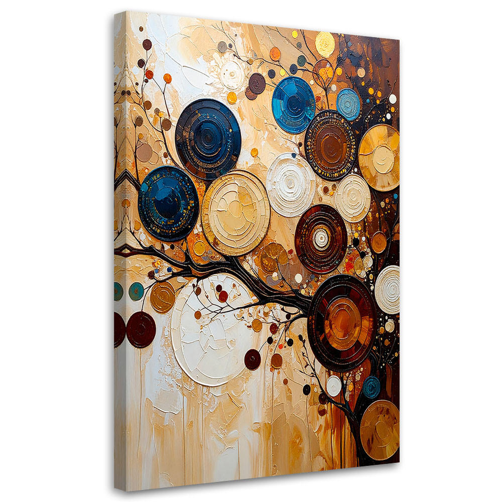 LEINWANDBILD Abstraktion Kreise Zweige 80x120cm - Beige, Textil (80/120cm) - Feeby