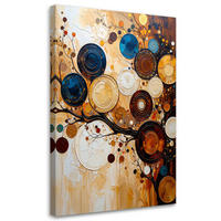 LEINWANDBILD Abstraktion Kreise Zweige 80x120cm - Beige, Textil (80/120cm) - Feeby