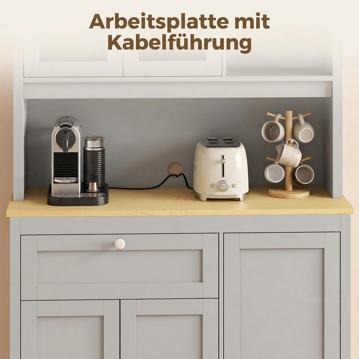 KÜCHENSCHRANK MDF Spanplatte Grau - Grau, Holzwerkstoff/Metall (40/180/100cm) - HOMCOM