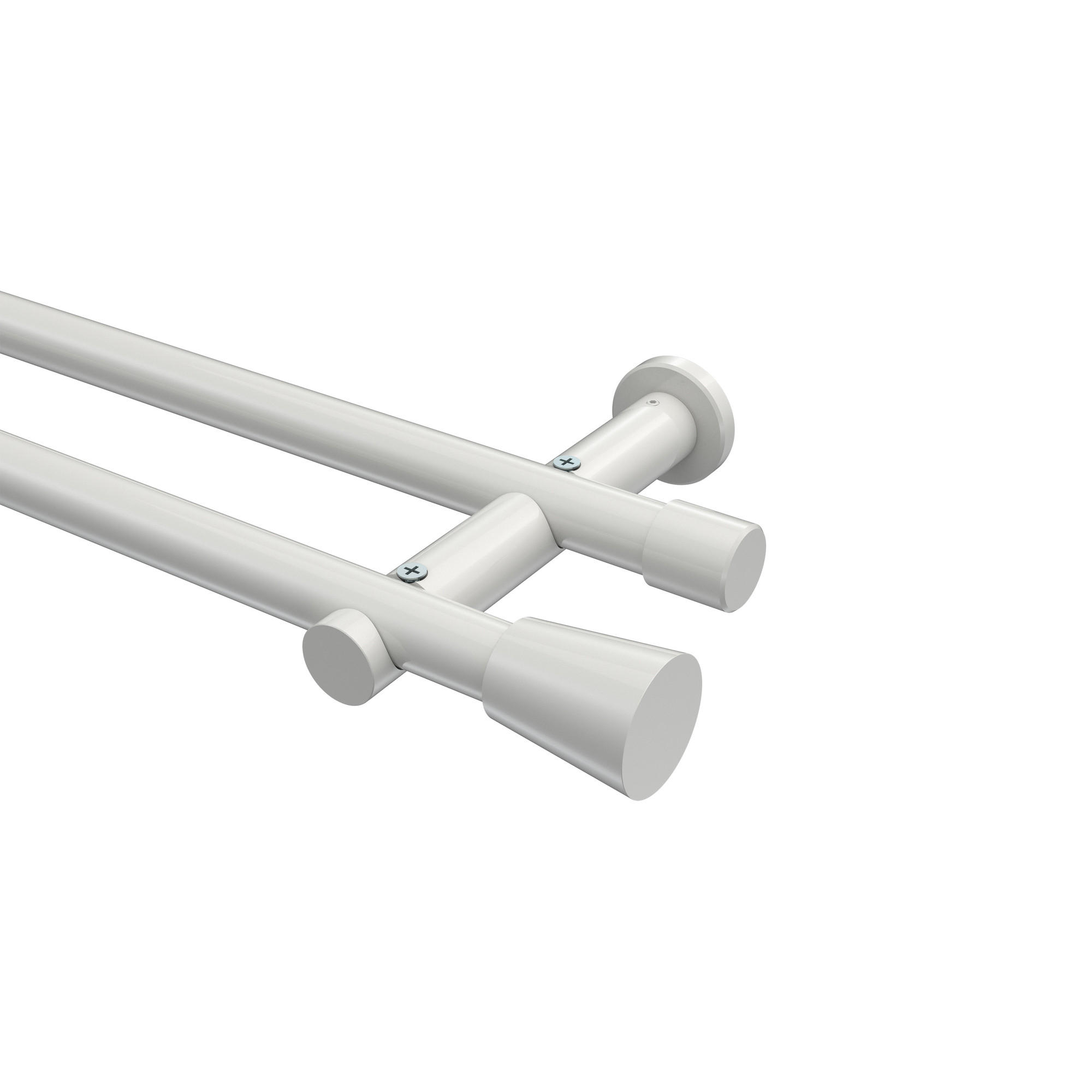 GARDINENSTANGEN-SET Platon Sitra 240 cm (geteilt in 2 x 120 cm), 2-läufig (ohne Ringe), 20 mm Ø Weiß - Weiß, Metall (240cm) - INTERDECO