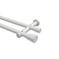 GARDINENSTANGEN-SET Platon Sitra 240 cm (geteilt in 2 x 120 cm), 2-läufig (ohne Ringe), 20 mm Ø Weiß - Weiß, Metall (240cm) - INTERDECO