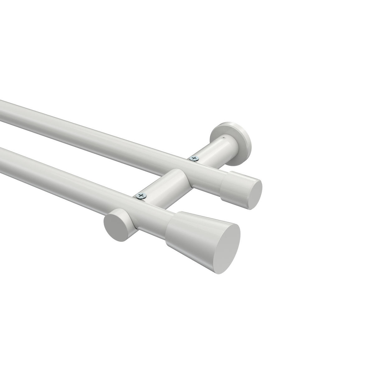 GARDINENSTANGEN-SET Platon Sitra 240 cm (geteilt in 2 x 120 cm), 2-läufig (ohne Ringe), 20 mm Ø Weiß - Weiß, Metall (240cm) - INTERDECO