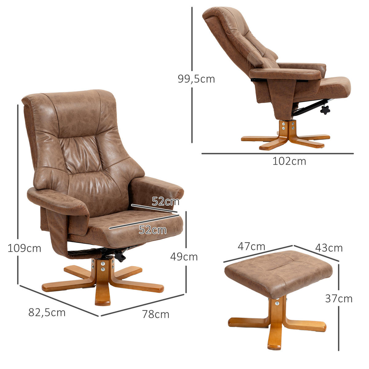 SESSEL Braun 78.0/82.5/109.0cm - Braun, Textil (82.5/109/78cm)