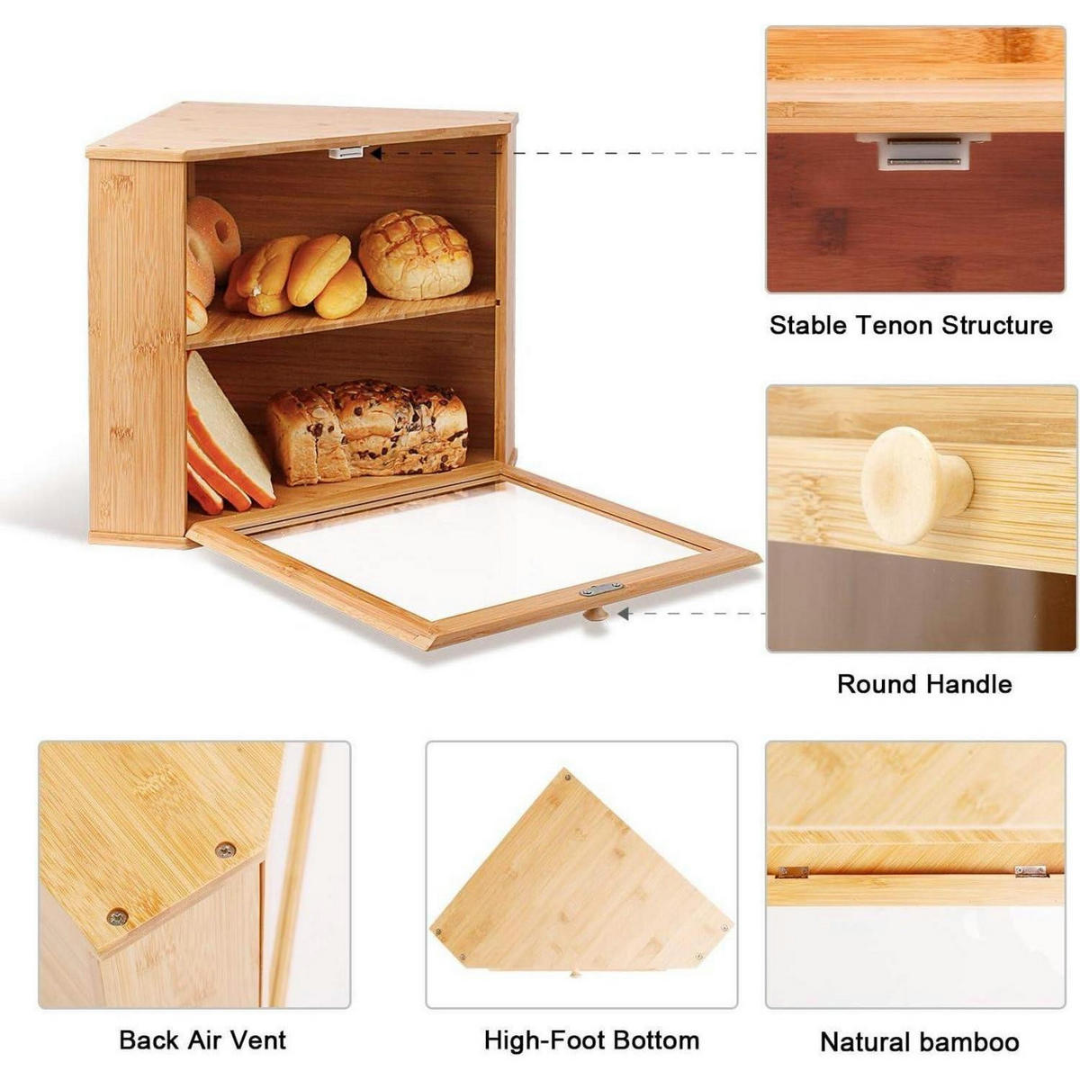 BROTKASTEN Bambus 2 Etagen 32 x 32 x 34 cm - Hellbraun, Naturmaterialien (32/34/32cm)