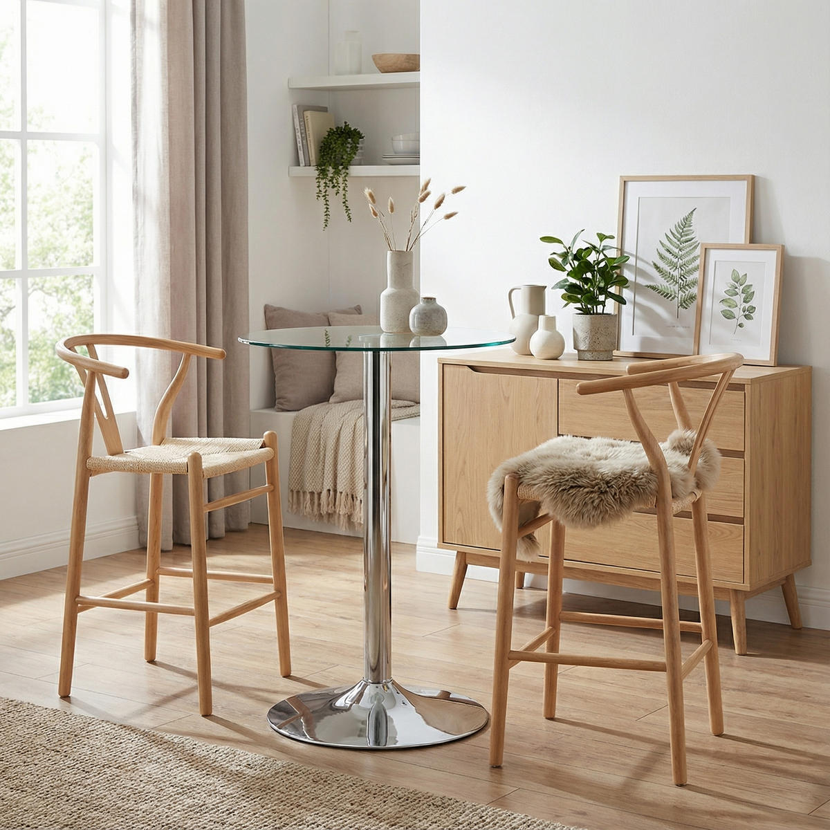 BARTISCH Ø 89 cm in Glas & Silber - Transparent, Glas (89/89/92cm) - Urban Meuble