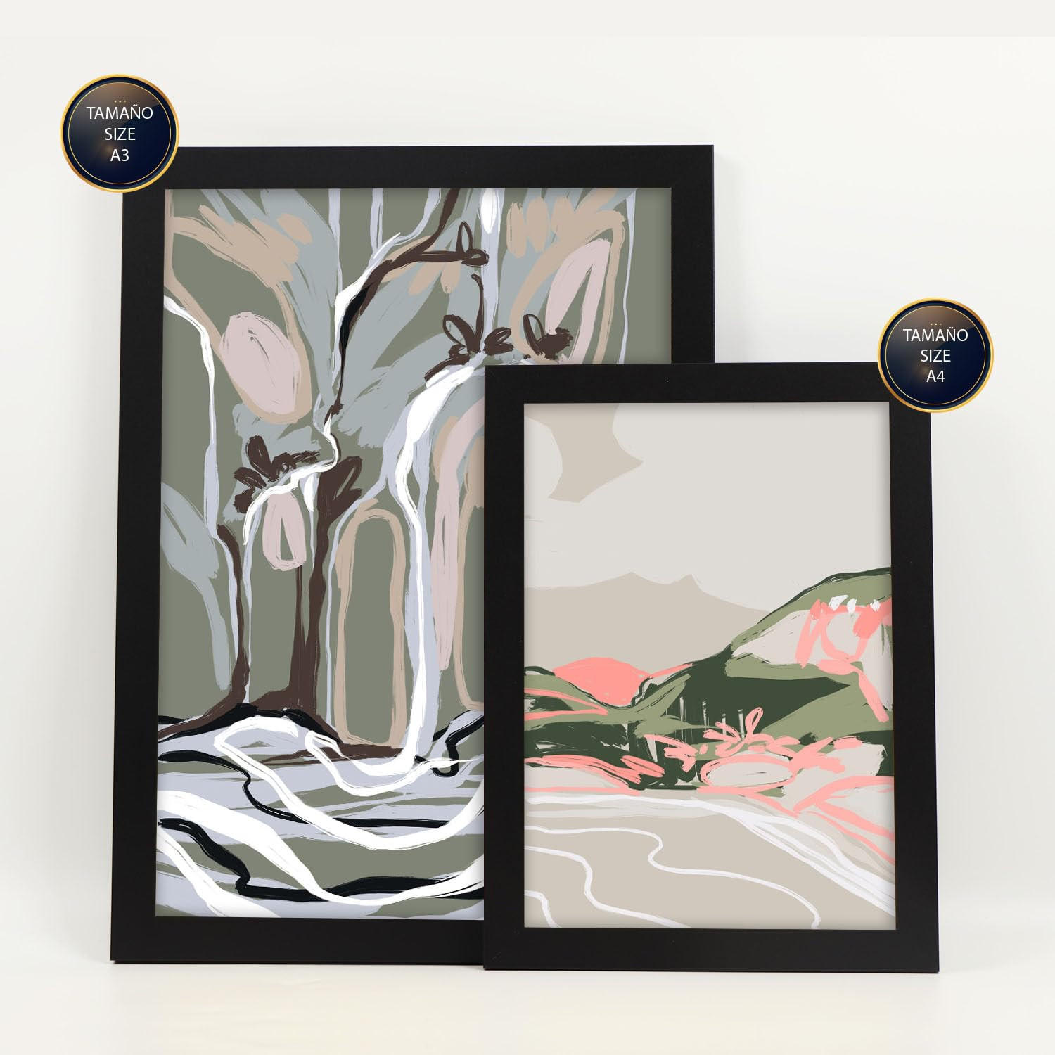 POSTER Set Mit 6 Clifton Landschaftsabstrakte Größe A3 & A4 Schwarzer Rahmen - Schwarz, Papier (29.7/1cm) - Nacnic