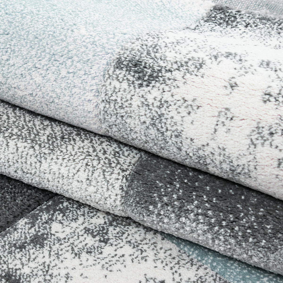 TEPPICH Kurzflor Karo Look Polypropylen Wohnzimmer Blau Rechteckig 120x170 - Blau, Textil (120/170cm) - KADIMA DESIGN