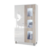 VITRINE Denjo Tür in Eiche Nordic - Silbereichenfarben, Holzwerkstoff (71/129/35cm) - Vladon