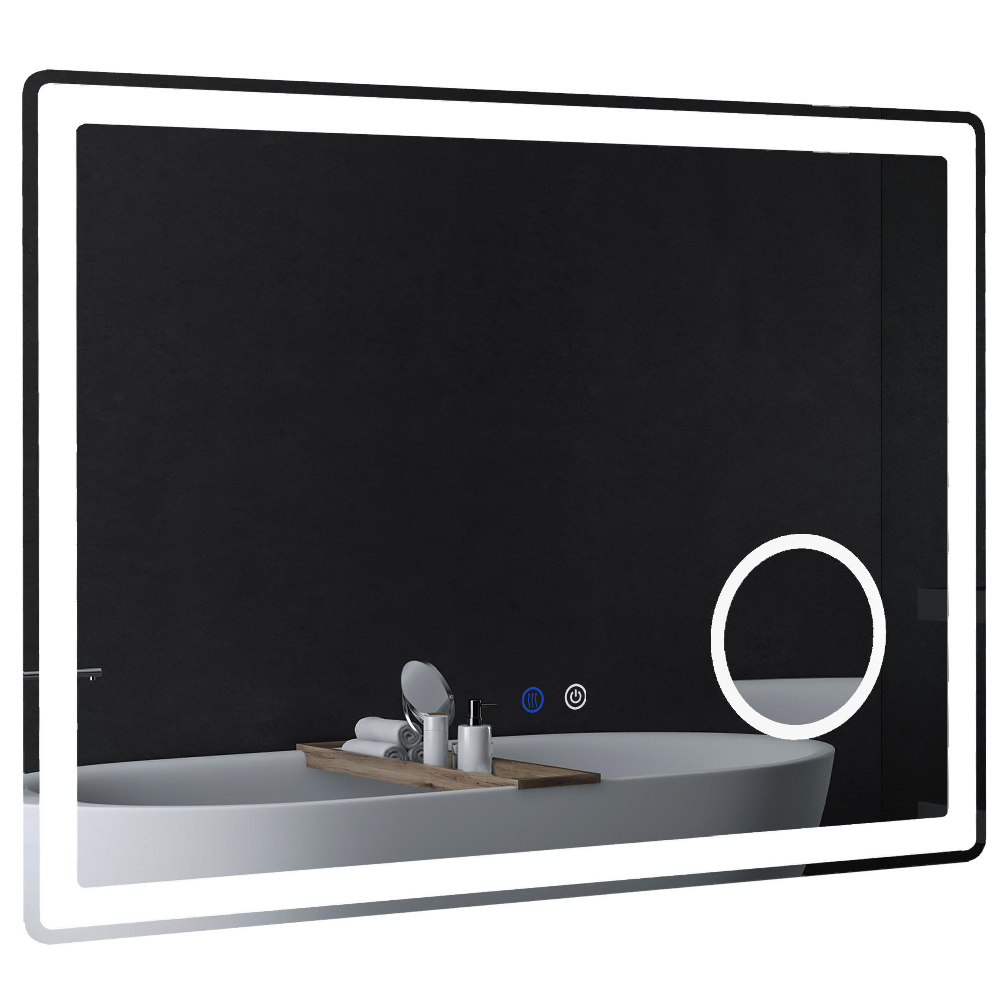 BADEZIMMERSPIEGEL mit LED DE-09301 Silber - Weiß, Metall (3.8/60/80cm) - ComfortXL
