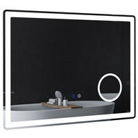 BADEZIMMERSPIEGEL mit LED DE-09301 Silber - Weiß, Metall (3.8/60/80cm) - ComfortXL