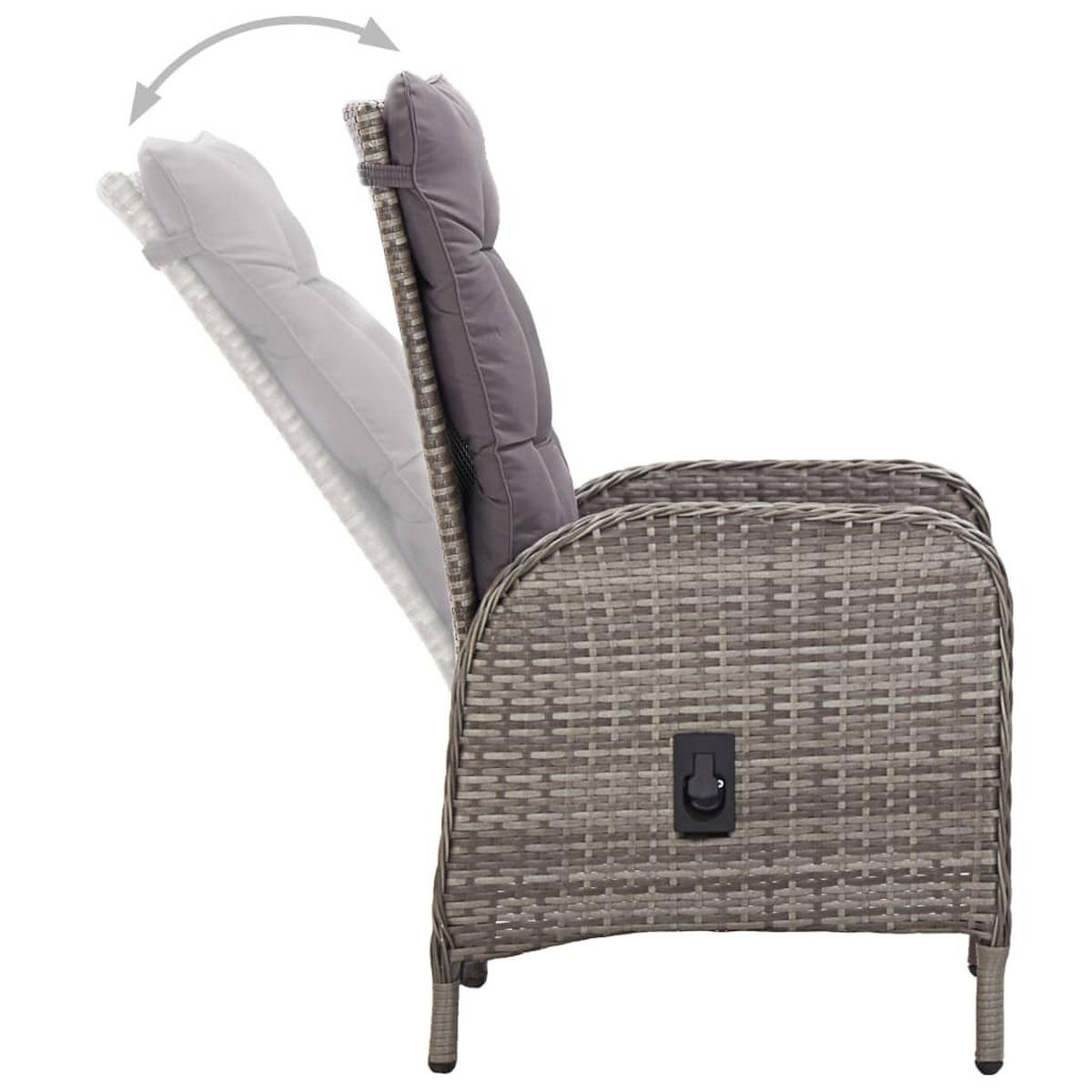 GARTEN-ESSGRUPPE 11Er Set Poly Rattan Grau - Grau, Kunststoff - vidaXL