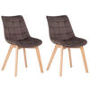 STUHL 2er Set Samt Braun - Eukalyptusholzfarben/Braun, Holz/Textil (46/82/61cm) - CLP