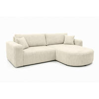 ECKSOFA Mit Schlaffunktion, Cordstoff Tilia, Ecru, Rechts, ROUND ONE - Ecru, Holz (244/175cm) - Kaiser Möbel