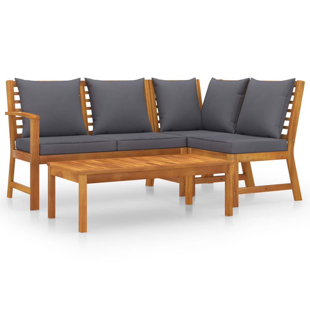 GARTENSET Reichmans 4-teilig - Grau, Holzwerkstoff - Nettlife