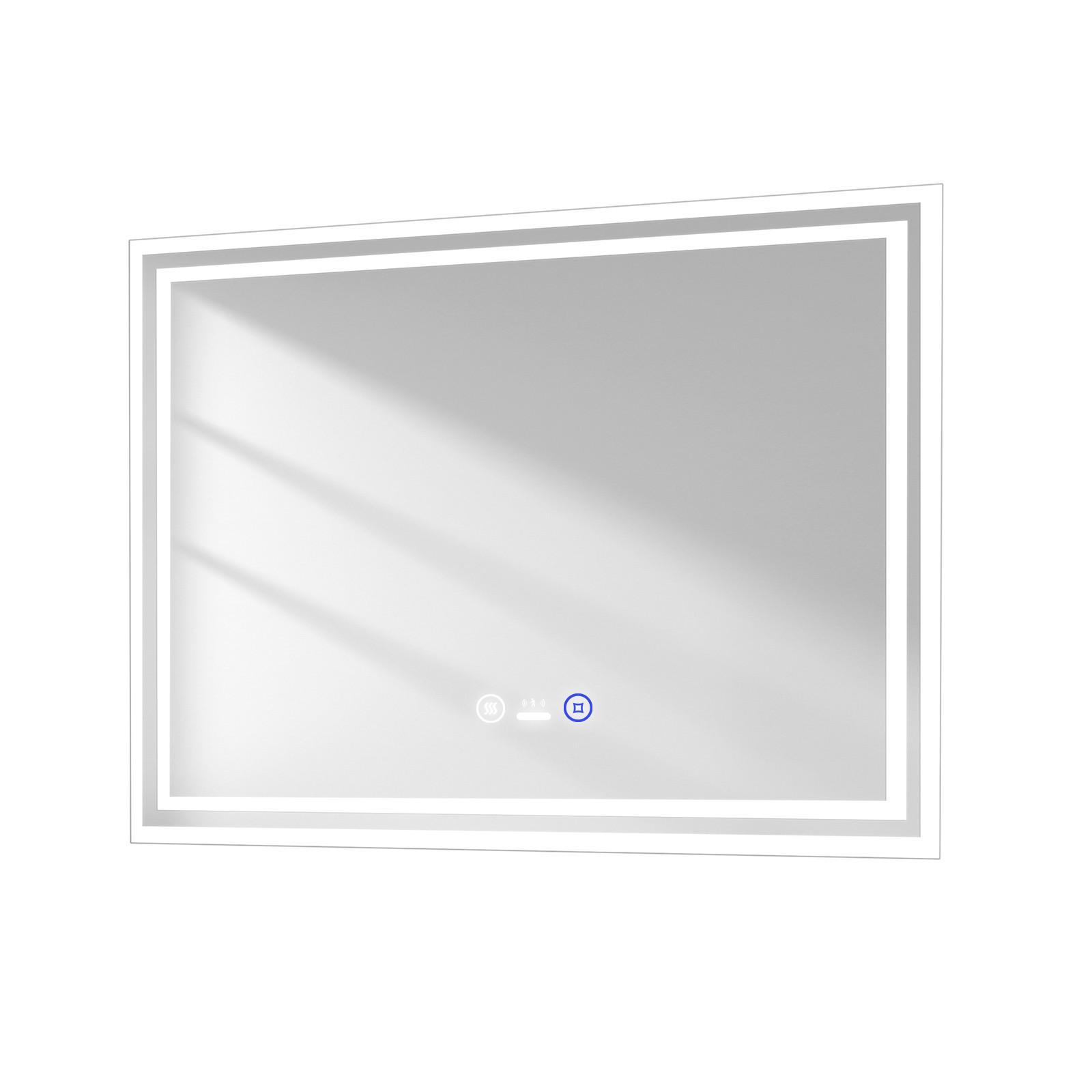 BADSPIEGEL mit Beleuchtung mit Bewegungssensor, 80/60/3,5 cm - Weiß, Glas (60/3.5/80cm) - EMKE