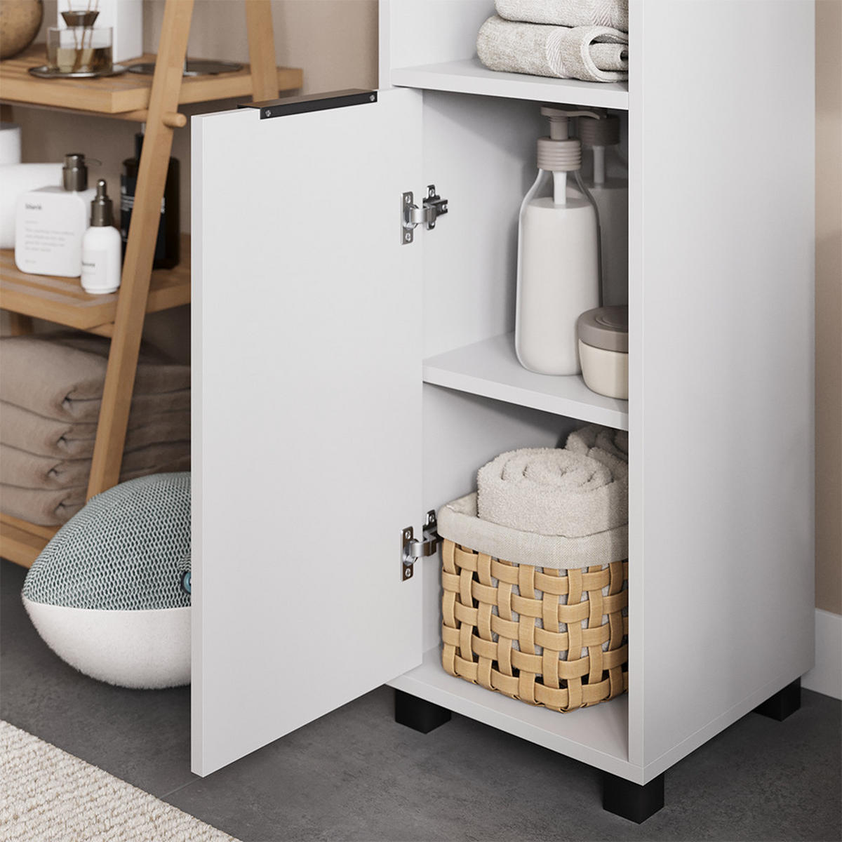 MIDISCHRANK Alina Weiß 30 x 86 cm mit 3 Fächern - Weiß, Holzwerkstoff (30/86/30cm) - Vicco