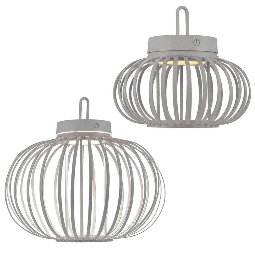 AKKU-TISCHLEUCHTE GABBIA Bambus Beige, LED, 2er Set - Beige, Holz (36/36/33cm)