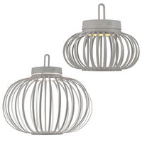 AKKU-TISCHLEUCHTE GABBIA Bambus Beige, LED, 2er Set - Beige, Holz (36/36/33cm)