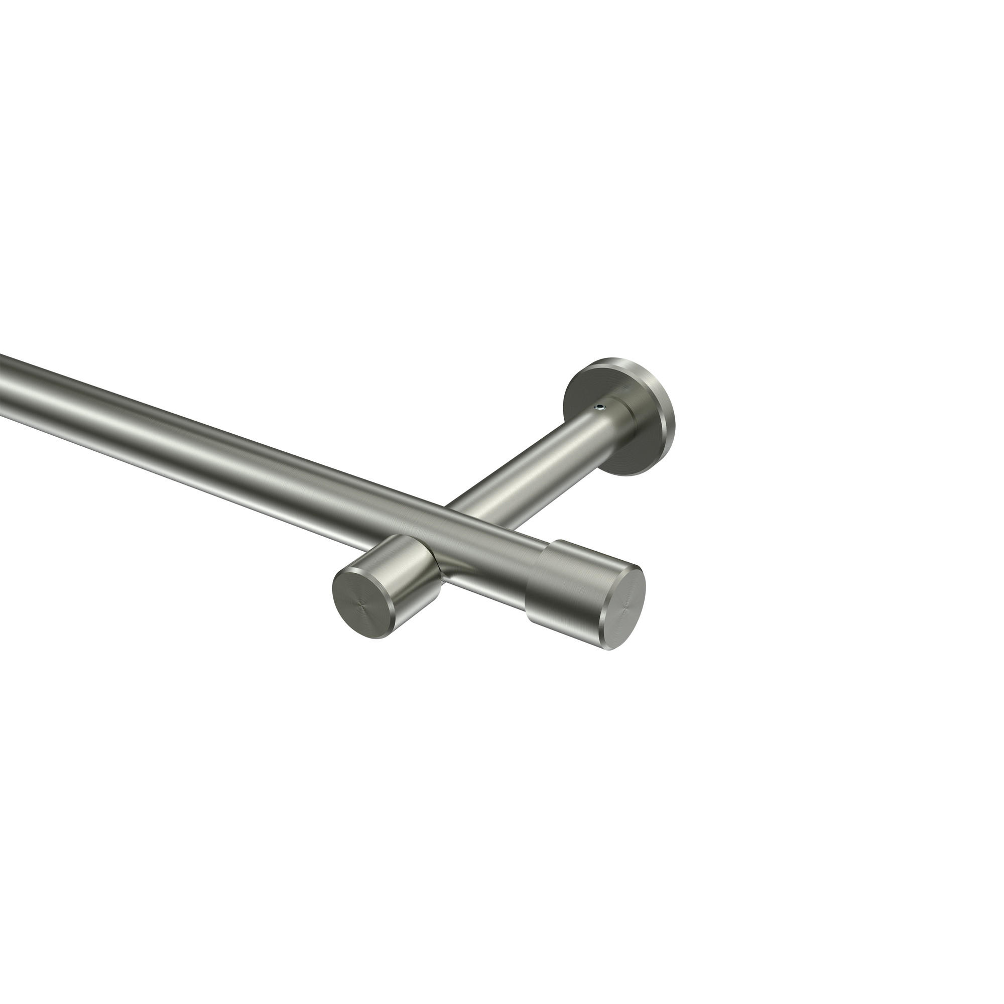 GARDINENSTANGEN-SET Prestige Santo 260 cm (geteilt in 2 x 130 cm), 1-läufig (ohne Ringe), 20 mm Ø Edelstahl-Optik - Edelstahlfarben, Metall (260cm) - INTERDECO