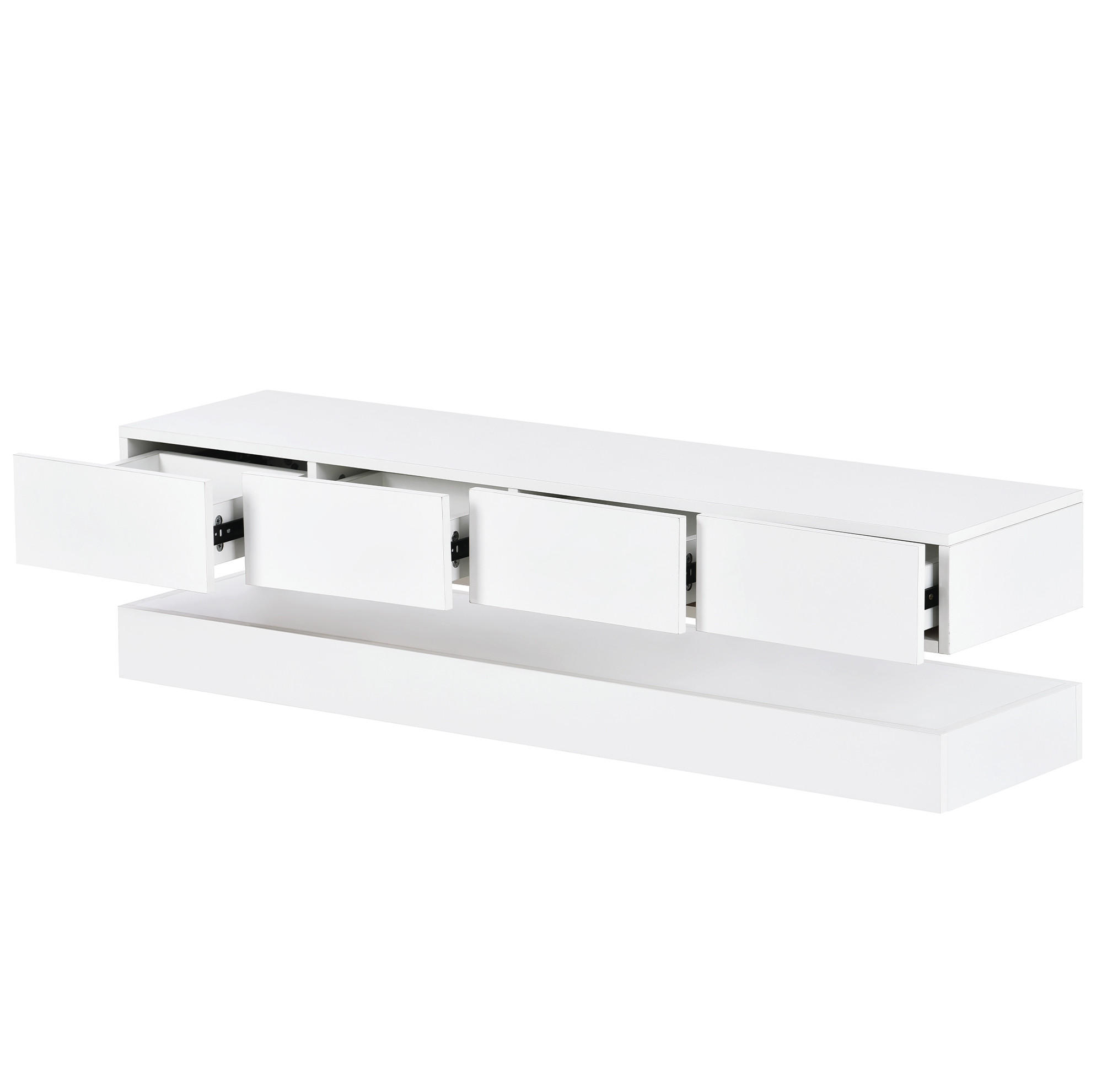 TV-ELEMENT wandhängend 130 x 33 cm MDF White mit LED-Beleuchtung - Weiß, Holzwerkstoff (33/15/130cm) - Beauniv