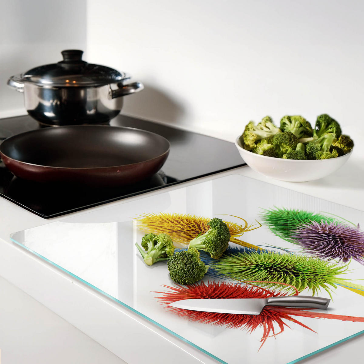 GLASPLATTE 60x52 cm Distel - Multicolor, Glas (60/0.4/52cm) - TULUP