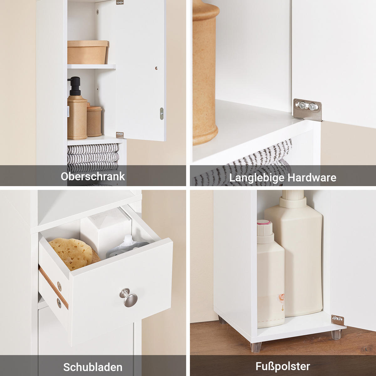 HOCHSCHRANK Schmal, Weiß, 20x180x20cm - Weiß, Holzwerkstoff (20/180/20cm) - SoBuy