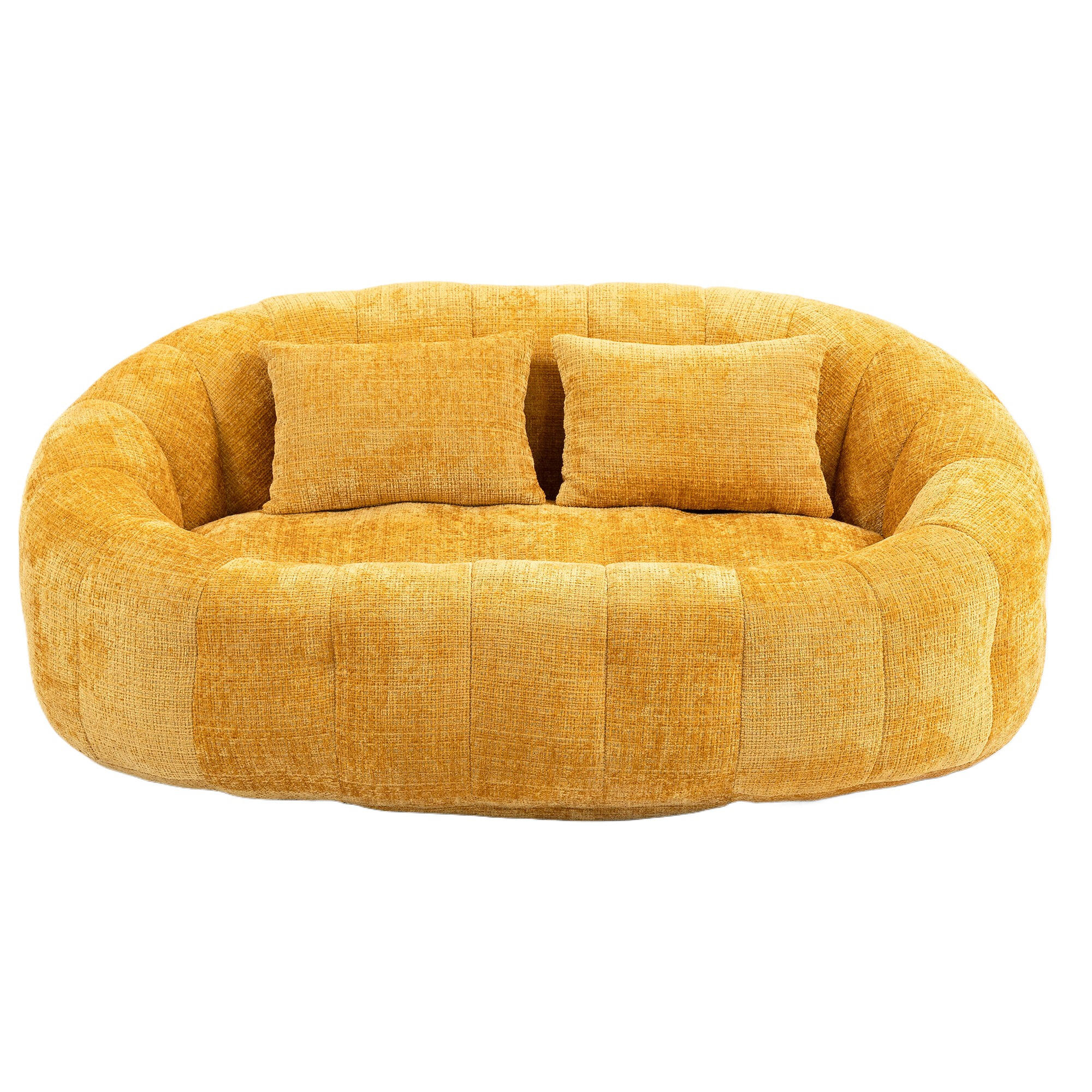SITZSACK Chenille, Sofa mit 2 Kopfkissen,XXL Lounge-Sofa,Gelb - Gelb, Textil (145/63/95cm) - LVHOM