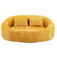 SITZSACK Chenille, Sofa mit 2 Kopfkissen,XXL Lounge-Sofa,Gelb - Gelb, Textil (145/63/95cm) - LVHOM