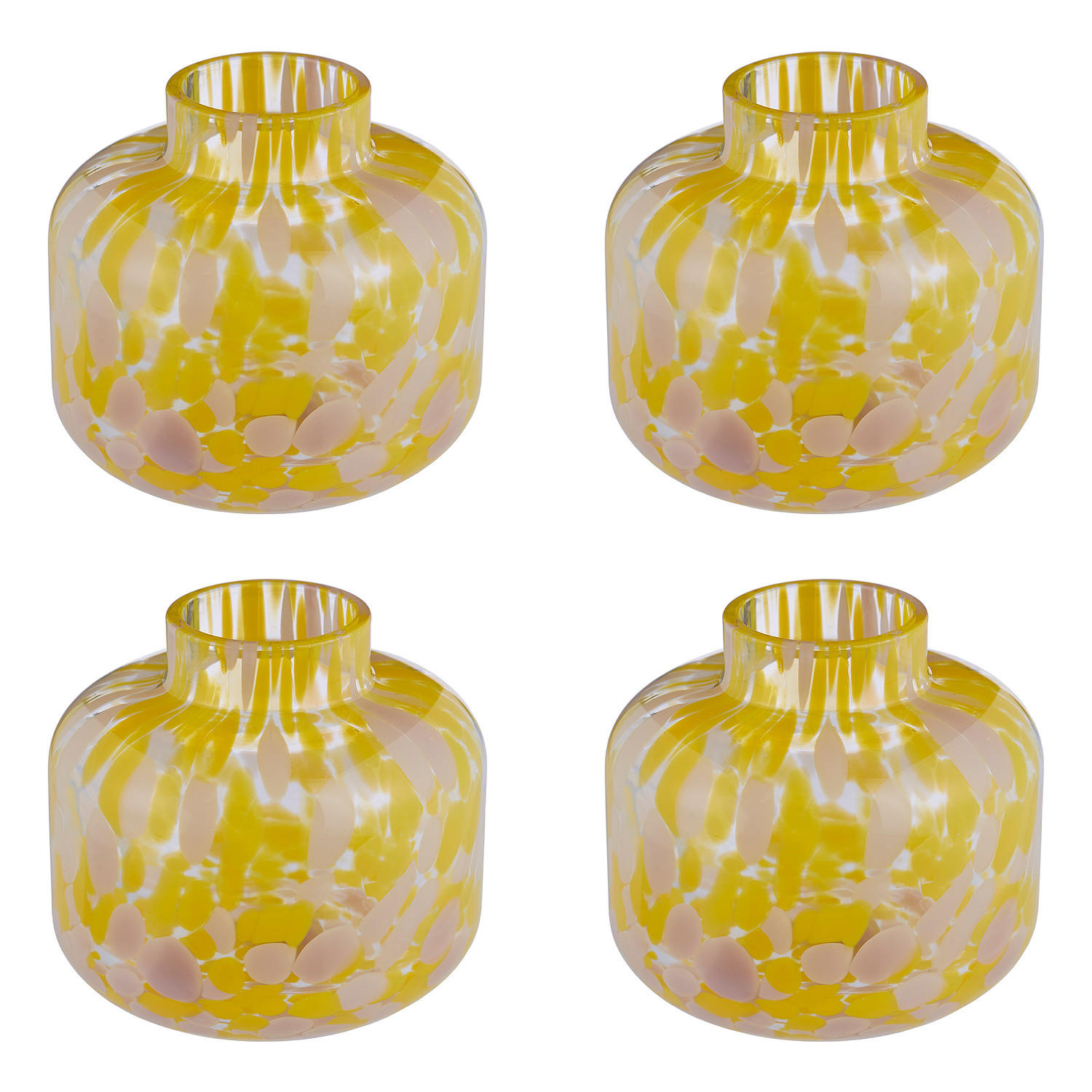 MINI-VASE (4er Set) Confetti - Gelb, Glas (9cm) - Butlers