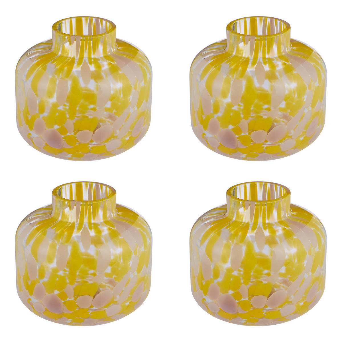 MINI-VASE (4er Set) Confetti - Gelb, Glas (9cm) - Butlers