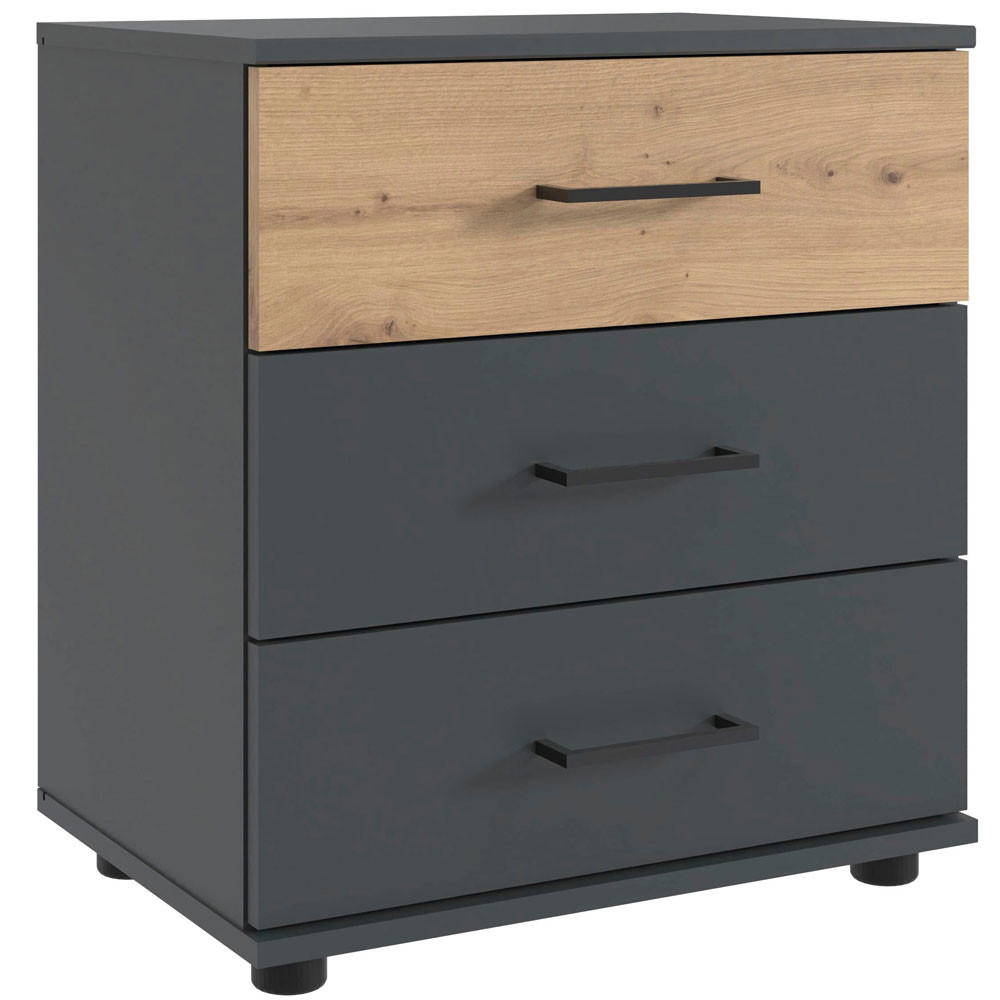 NACHTKONSOLE Taiga Eiche Artisan / graphit 52 / 38 / 58cm - Eichefarben/Graphitfarben, Holz/Holzwerkstoff (52/58/38cm) - Wimex