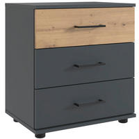 NACHTKONSOLE Taiga Eiche Artisan / graphit 52 / 38 / 58cm - Eichefarben/Graphitfarben, Holz/Holzwerkstoff (52/58/38cm) - Wimex