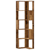 BÜCHERREGAL mit 5 Ebenen für die Ecke 50/50/179 cm aus Holzwerkstoff Altholz-Optik Dekor - Graubraun, Holz (50/179/50cm) - vidaXL