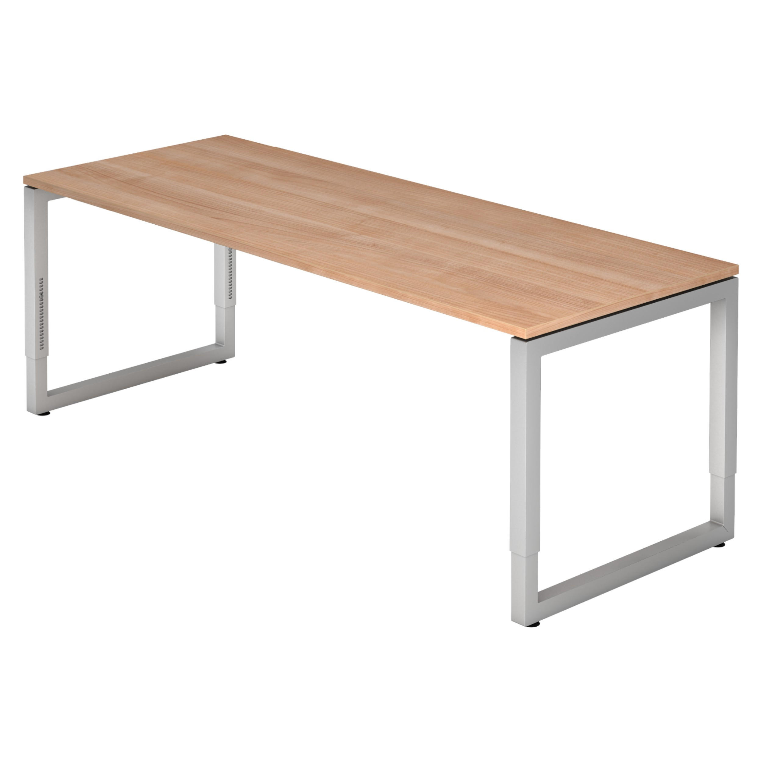 SCHREIBTISCH Serie-R 80/200/74 cm in Nussbaumfarben/Silberfarben - Silberfarben/Nussbaumfarben, Holzwerkstoff (80/200/74cm) - bümö