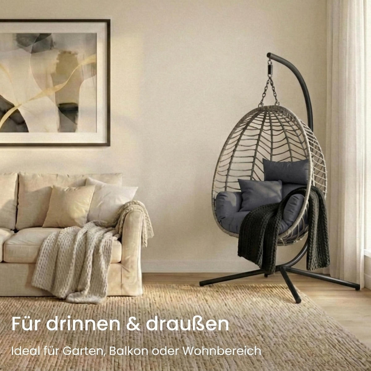 HÄNGESESSEL in Grau - Grau, Metall (92/197/104cm) - Home Collective