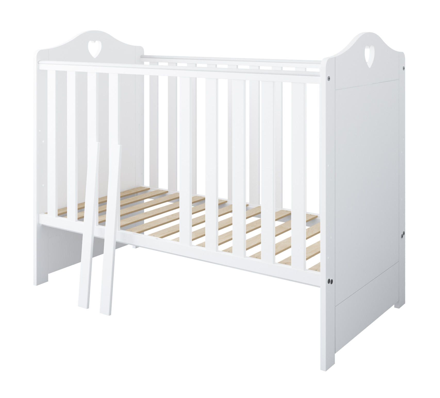 GITTERBETT Kleines Herz 2in1 mit Matratze - Weiß, Holzwerkstoff - kiki design