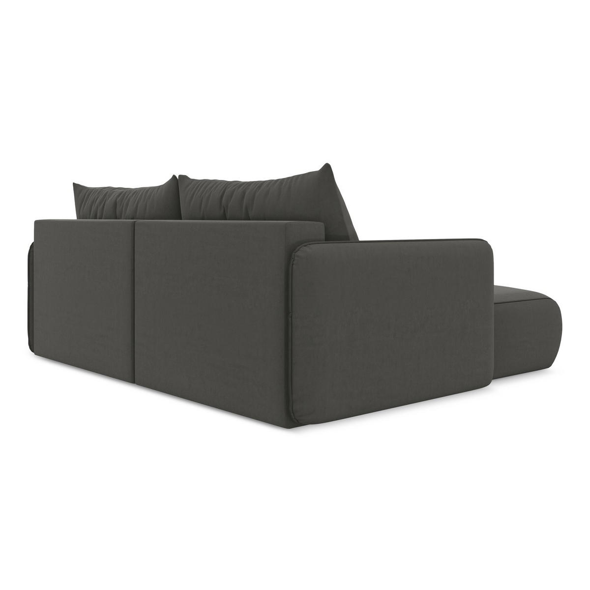 ECKSOFA mit Schlaffunktion Samt Stoff Grau - Dunkelgrau/Schwarz, Kunststoff/Textil (148/207cm) - LaMiaSofa