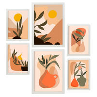 POSTER Set Mit 6 Mondhelle Vasen A3 & A4 Weißer Rahmen - Weiß, Papier (29/3cm) - Nacnic