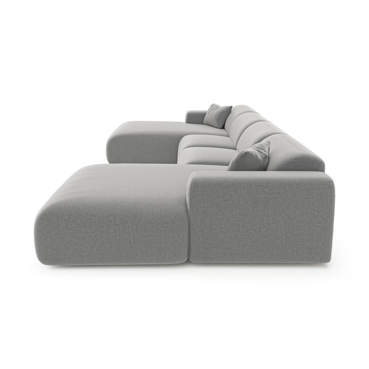 WOHNLANDSCHAFT Rastergewebe Hellgrau 356cm - Hellgrau/Grau, Textil (356/73/166cm) - Sia Home