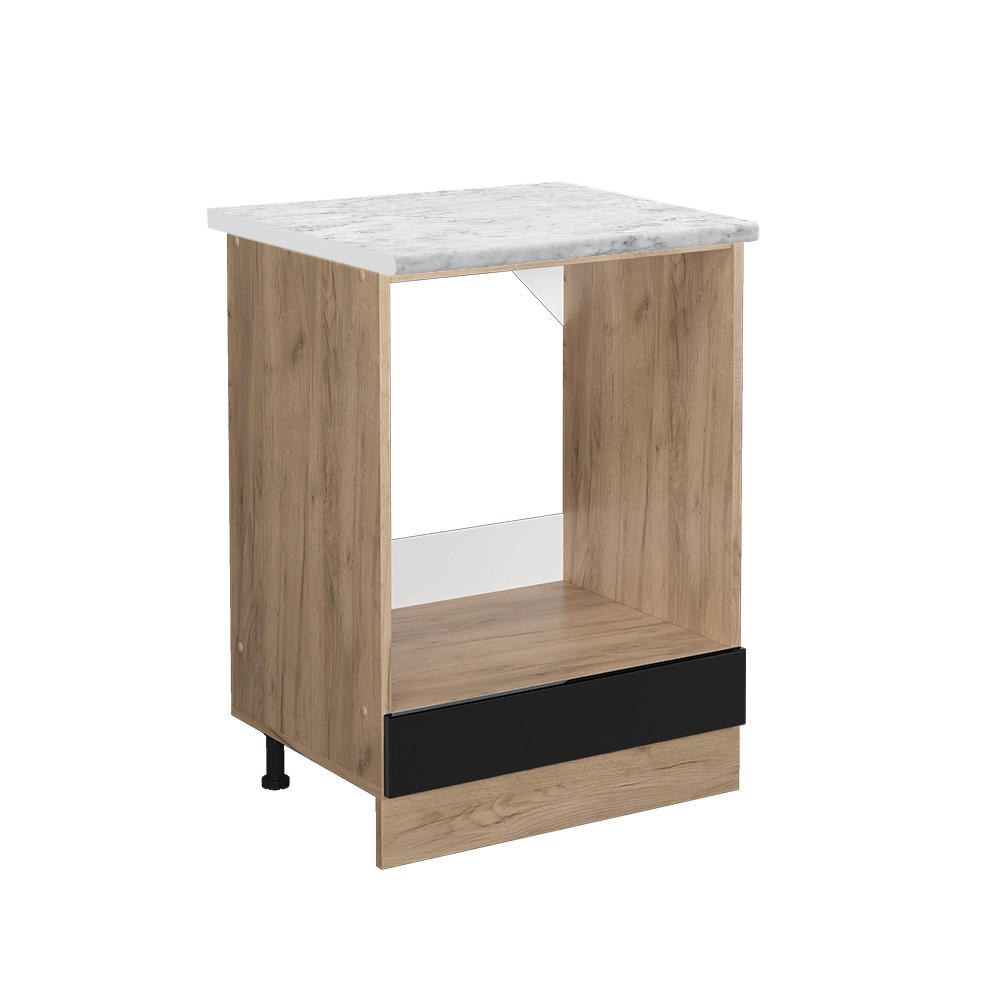 SPISKONVERTERINGSSKÅP R-Line Svart högblank 60 cm AP marmor Svart högglans, Ekfärgad 81.6/60/60 cm