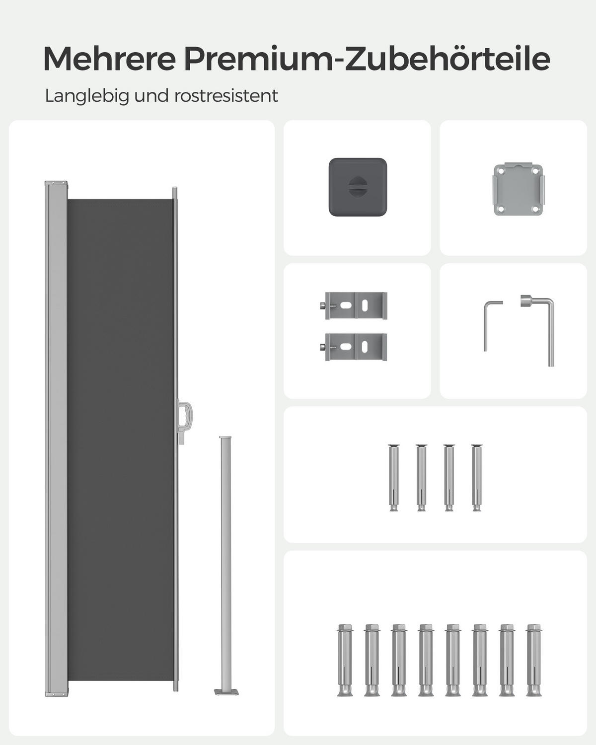 SEITENMARKISE Summer - Dunkelgrau, Metall (450/180cm) - SONGMICS