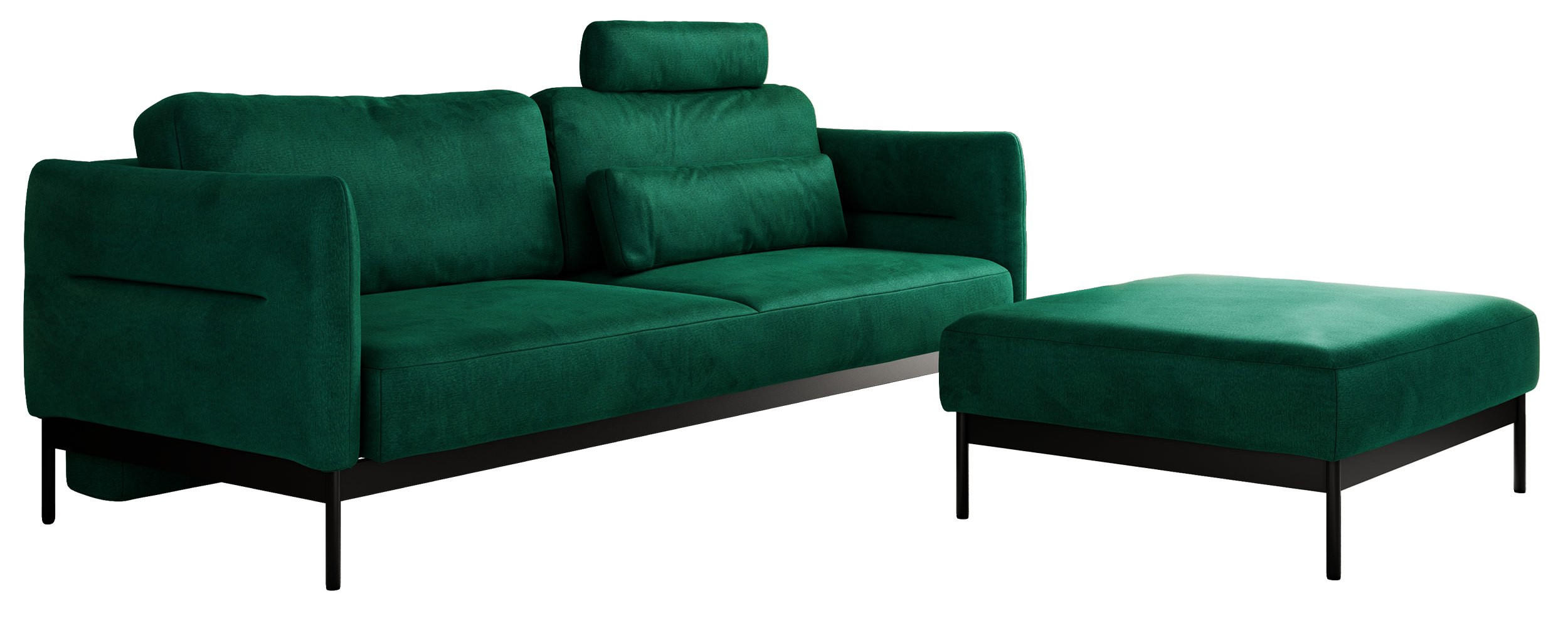 SCHLAFSOFA SALENTO Dunkelgrün Velvet - Dunkelgrün/Schwarz, Textil/Metall (221/82/193cm) - MKS