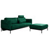 SCHLAFSOFA SALENTO Dunkelgrün Velvet - Dunkelgrün/Schwarz, Textil/Metall (221/82/193cm) - MKS