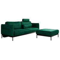 SCHLAFSOFA SALENTO Dunkelgrün Velvet - Dunkelgrün/Schwarz, Textil/Metall (221/82/193cm) - MKS