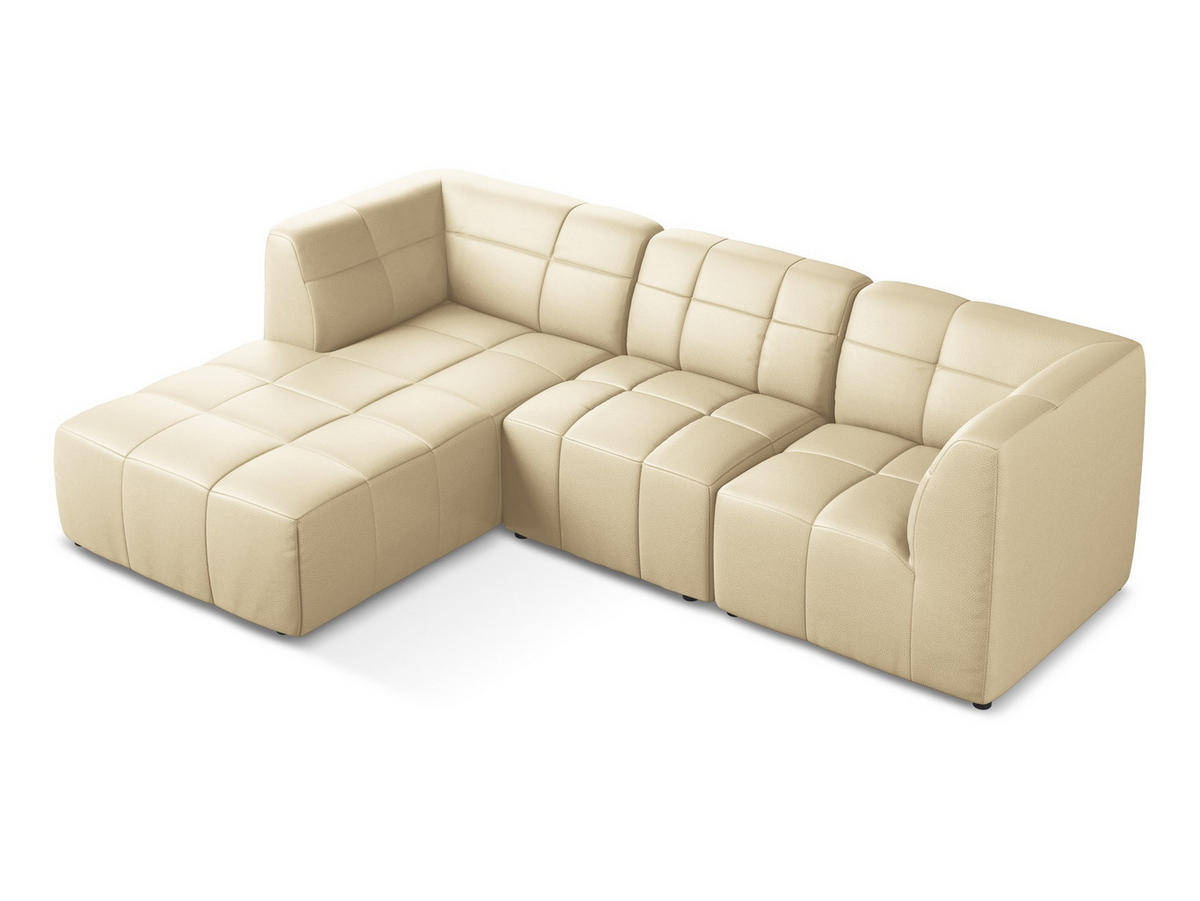 ECKSOFA Links Kunstleder Beige - Beige/Schwarz, Holzwerkstoff/Kunststoff (266/175cm) - Makamii