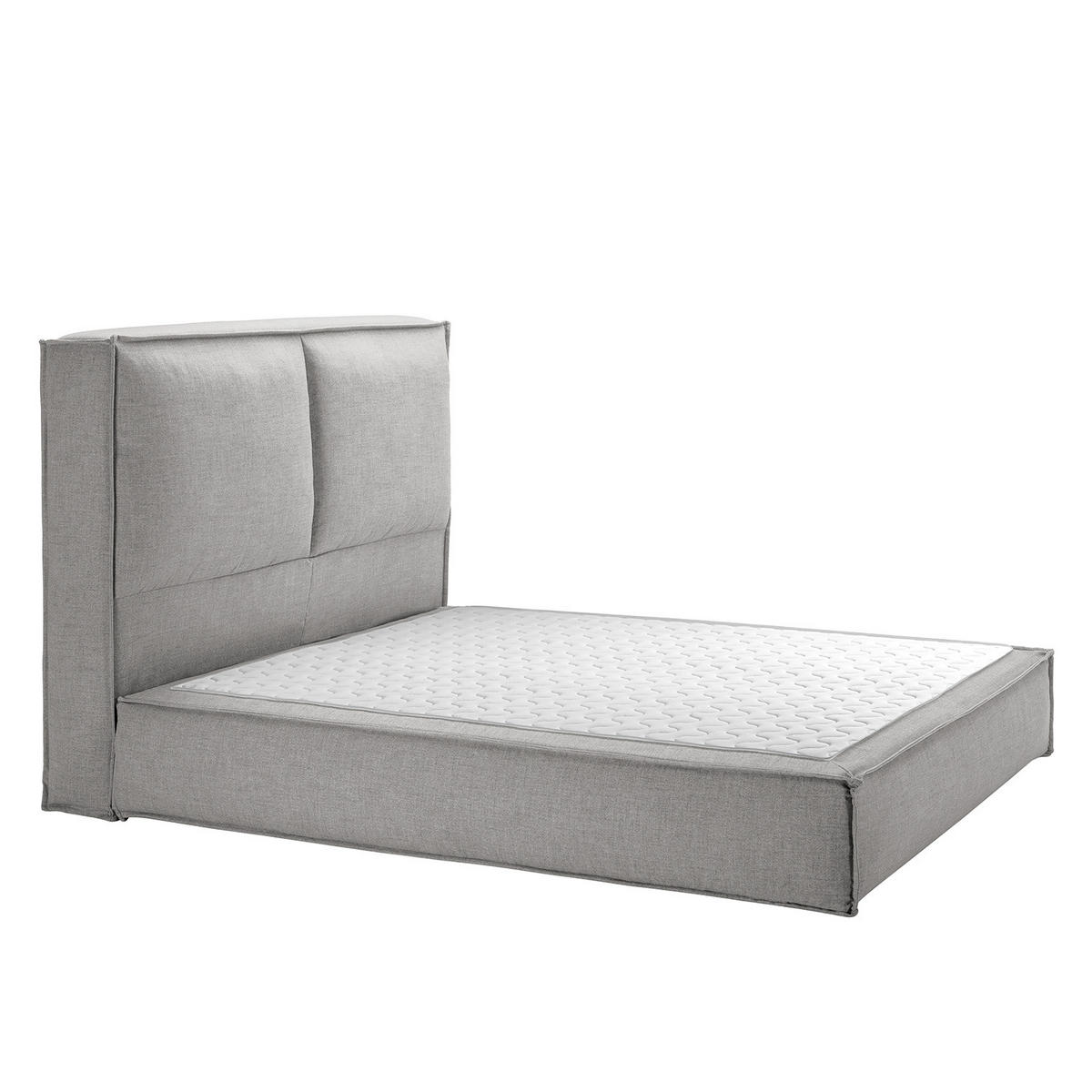 BOXSPRINGBETT mit Kopfteil - Premium - Grau, Textil (180/220cm) - home24