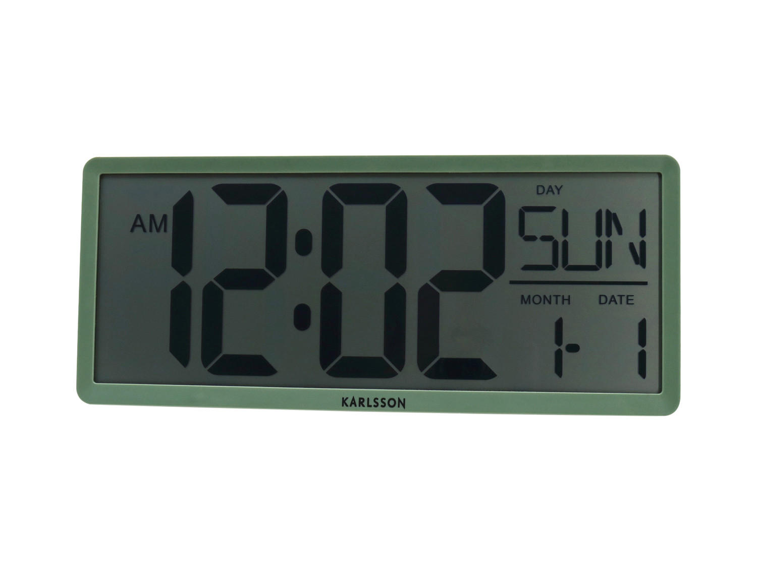 WANDUHR Retro LCD 34.8/34.8/14.8 cm - Grün, Kunststoff (34.8/14.8/34.8cm) - Karlsson