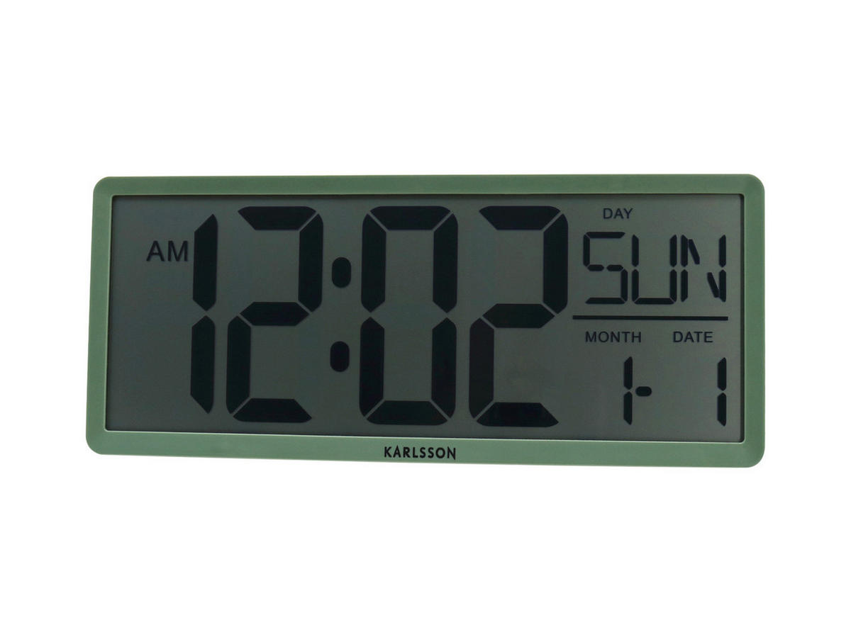 WANDUHR Retro LCD 34.8/34.8/14.8 cm - Grün, Kunststoff (34.8/14.8/34.8cm) - Karlsson